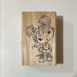 Charming Girl Rubber Stamp